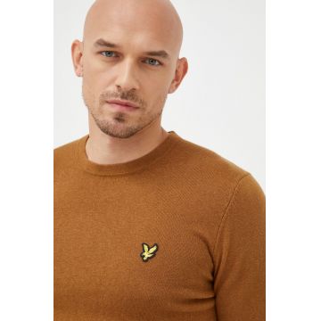 Lyle & Scott pulover din amestec de lana barbati, culoarea maro, light