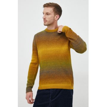 Sisley pulover de lana barbati, culoarea galben,