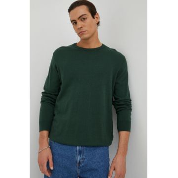 Wrangler pulover din amestec de lana barbati, culoarea verde, light