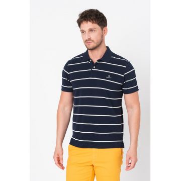 Tricou polo din material pique cu model in dungi Breton