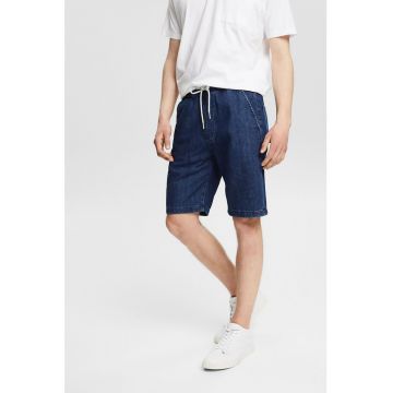 Blugi scurti cu snur si talie elastica Blugi scurti cu snur si talie elastica