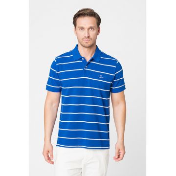 Tricou polo din material pique cu model in dungi Breton