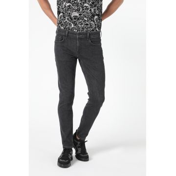 Blugi slim fit cu talie medie - Gri antracit