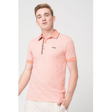 Tricou polo slim fit din material pique Paule