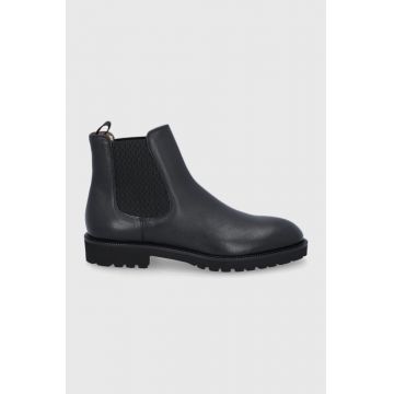 Boss Ghete Chelsea de piele bărbați, culoarea negru