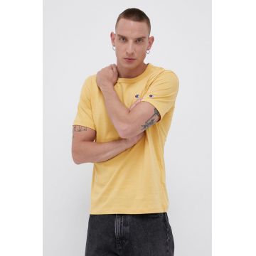 Champion Tricou din bumbac 216545 culoarea galben, material neted