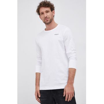 G-Star Raw Longsleeve din bumbac culoarea alb, cu imprimeu