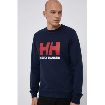 Helly Hansen hanorac de bumbac barbati, culoarea albastru marin, cu imprimeu, 34000