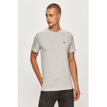 Lacoste tricou din bumbac culoarea gri, neted