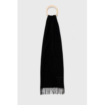 Moschino Eșarfă de lână culoarea negru, material neted Moschino Eșarfă de lână culoarea negru, material neted
