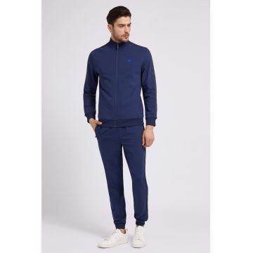 Bluza sport cu fermoar si benzi logo - pentru fitness