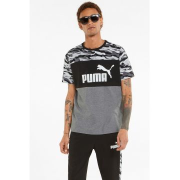 Tricou cu decolteu la baza gatului si imprimeu Essentials+
