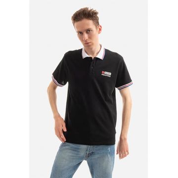 Tricou polo din pique cu guler si mansete contrastante