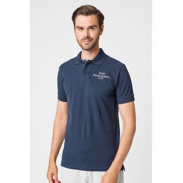 Tricou polo din pique cu logo brodat