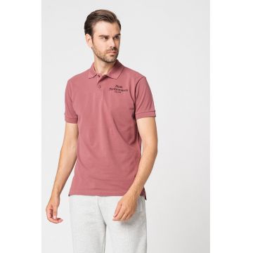 Tricou polo din pique cu logo brodat - Violet tyrian