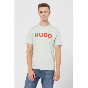 Tricou regular fit cu logo cauciucat Dulivio - Rosu/Verde pal
