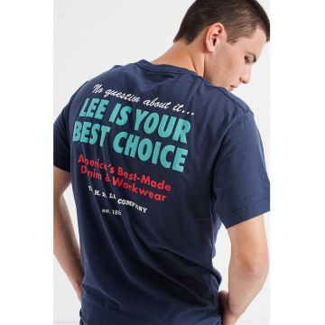 Tricou cu decolteu la baza gatului si imprimeu text