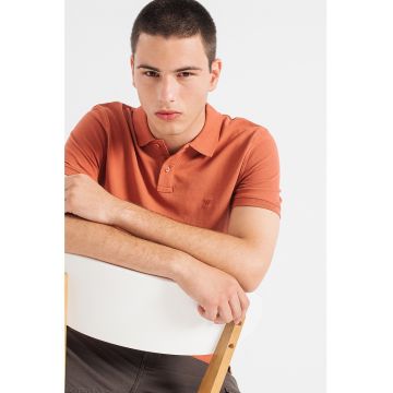 Tricou polo din pique cu monograma brodata discret