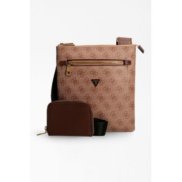 Geanta crossbody de piele ecologica cu imprimeu logo Vezzola