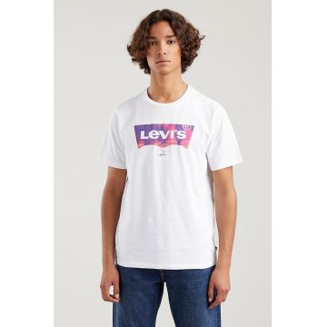 Tricou cu decolteu la baza gatului si imprimeu logo - palmier