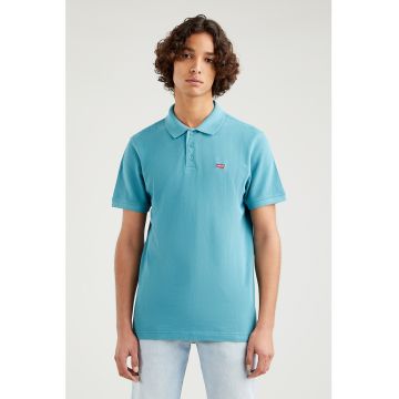 Tricou polo din material pique cu detaliu logo brodat pe piept