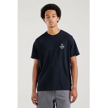 Tricou relaxed fit cu imprimeu logo - Albastru inchis - Albastru deschis