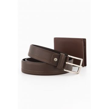 Set de curea de piele si portofel