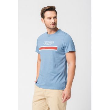 Tricou cu decolteu la baza gatului si imprimeu logo Hesley