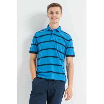 Tricou polo de bumbac cu dungi