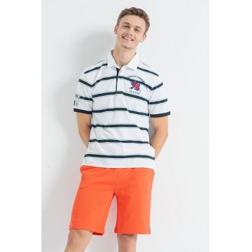Tricou polo de bumbac cu dungi