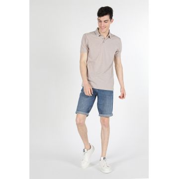 Tricou polo de bumbac cu model in dungi