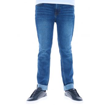 Blugi slim fit cu aspect decolorat