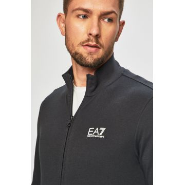EA7 Emporio Armani Bluză bărbați, culoarea gri, material neted