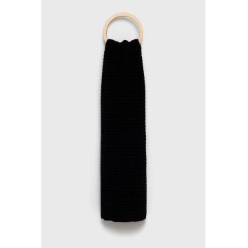 Sisley Eșarfă din amestec de lână culoarea negru, material neted