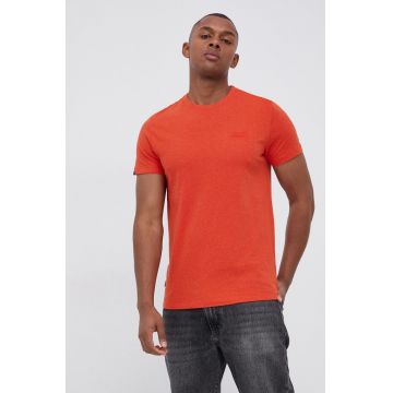 Superdry Tricou din bumbac culoarea portocaliu, cu imprimeu