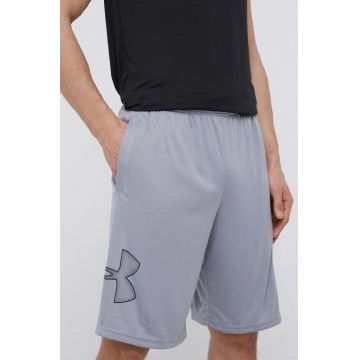 Under Armour pantaloni scurți de antrenament Tech Graphic culoarea gri, 1306443