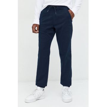 Abercrombie & Fitch pantaloni barbati, culoarea albastru marin
