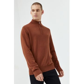 Abercrombie & Fitch pulover din amestec de lana barbati, culoarea maro, light, cu turtleneck