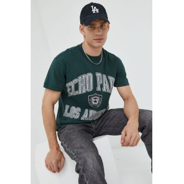 Abercrombie & Fitch tricou din bumbac culoarea verde, cu imprimeu