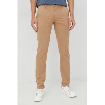 BOSS pantaloni Boss Casual barbati, culoarea bej, cu fason chinos