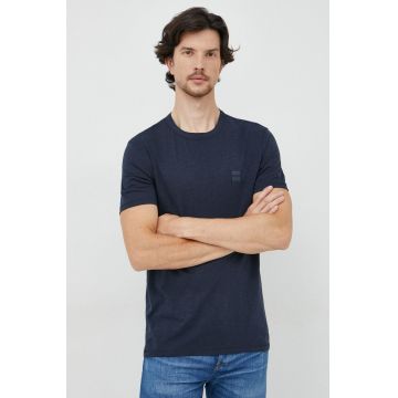 BOSS tricou din bumbac Boss Casual , culoarea albastru marin, neted