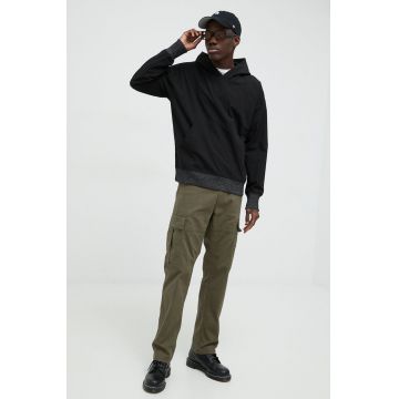 G-Star Raw hanorac de bumbac barbati, culoarea negru, cu glugă, neted