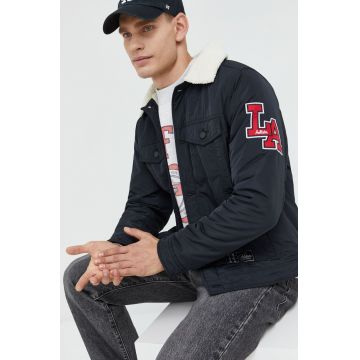 Hollister Co. geaca barbati, culoarea negru, de tranzitie