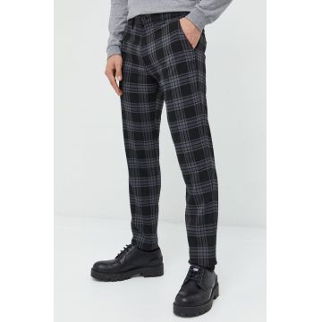 Hollister Co. pantaloni barbati, culoarea negru, cu fason chinos