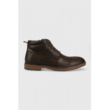 Lee Cooper pantofi inalti de piele barbati, culoarea maro