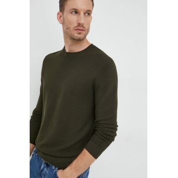 Sisley pulover din amestec de lana barbati, culoarea verde, light