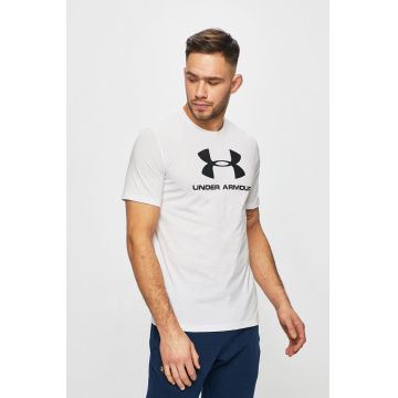 Under Armour Tricou 1329590 culoarea alb, cu imprimeu