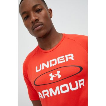 Under Armour tricou de antrenament Tech 2.0 , culoarea rosu, cu imprimeu