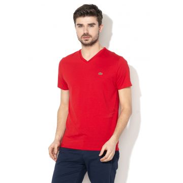 Tricou din bumbac cu decolteu in V