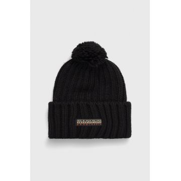 Napapijri caciula din amestec de lana culoarea negru, din tricot gros